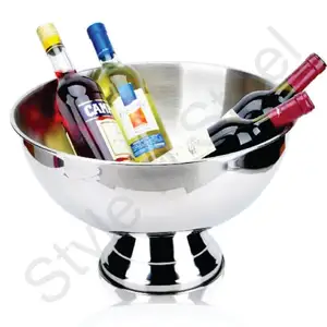 Cuve à vin avec Pudding en acier inoxydable, grand métal rond, glace, vin, bière, vin, baignoire de fête avec miroir poli pour fête
