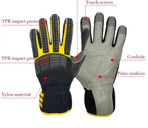 Guantes de mecánica TPR de alta resistencia Material duradero Guantes de trabajo de impacto de cuero Guantes de seguridad de gas de aceite Función antiimpacto - Product Image 2