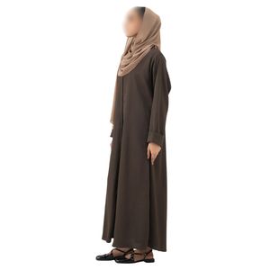 Abaya Clásica Marrón Chocolate, Túnica Islámica Sencilla, Elegante y Modesta para Mujer, Vestido Largo Estilo Dubai Minimalista, Caftán - Product Image 3