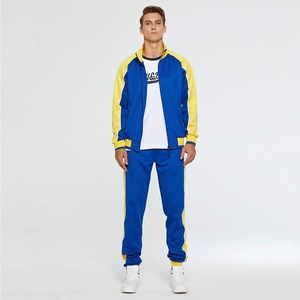 Conjunto Deportivo Ligero de Invierno para Hombre, Azul y Amarillo, con Cremallera Completa, Transpirable y de Secado Rápido, para Gimnasio y Ropa Deportiva - Product Image 1