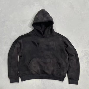 Recién llegados, ropa de calle Unisex, pantalones de chándal acampanados con sol, Sudadera con capucha lavada, conjunto de sudaderas con capucha de lavado ácido en blanco, conjuntos de Jogger personalizados para hombres - Product Image 3