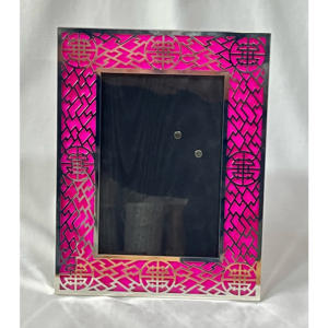 Cadre photo en verre encadré de métal argenté en acier inoxydable, design personnalisable, tendance, artisanat AK, pour la maison/la table de mariage - Product Image 6