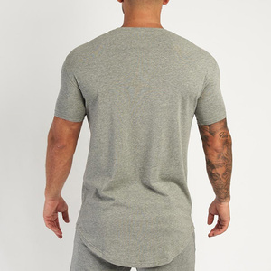Camiseta de gimnasio a la moda para hombre, camisa de fitness con logotipo personalizado, lisa, de secado rápido, color gris, con cuello redondo, servicio OEM, venta al por mayor - Product Image 2