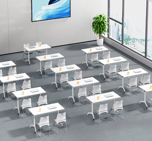 Table de conférence pliante en acier de style moderne avec roulettes - Convertible et pliable pour les réunions de bureau, la formation et l'apprentissage - Product Image 2
