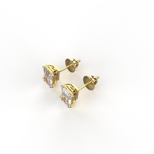 Avarta Jewellery 18k Gold 1 Carat Each <b>Emerald</b> Cut Moissanite <b>Stud</b> Earrings - Product Image 3