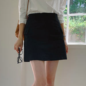 กระโปรงคาร์โก้ออแกนิคของเกาหลีกระโปรงสั้นแบบลำลองขนาดเล็กกระโปรงคาร์โก้สไตล์เกาหลีแบบทางการ - Product Image 2