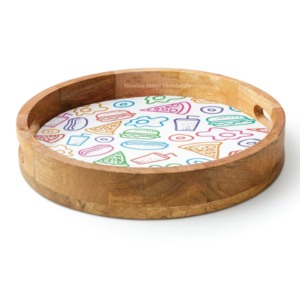 Juego de Bandejas de Madera Esmaltada Estilo Arte Moderno para Servir en Bodas, Cócteles y Aperitivos, Suministros al por Mayor con Diseño Redondo - Product Image 6