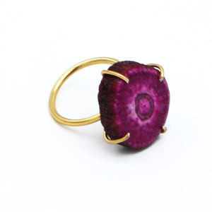 Anillo ajustable chapado en oro de 18 quilates de cuarzo Solar Dua, joyería llamativa para mujeres y niñas, ocasiones de boda y fiesta - Product Image 1