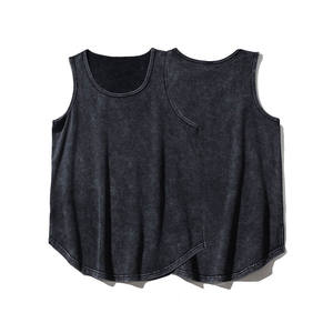 เสื้อกล้ามทรงโอเวอร์ไซส์สไตล์วินเทจสำหรับผู้ชาย เสื้อผ้าสตรีทแวร์ ล้างสีแบบแอซิดวอช สไตล์ไฮสตรีท ODM ผ้าสแปนเด็กซ์/คอตตอน ไซส์พลัส - Product Image 6