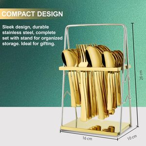 Ensemble de couverts dorés modernes en acier inoxydable de haute qualité offrant un attrait gastronomique raffiné - Product Image 4