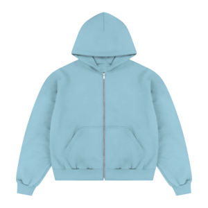 Sweat-shirts à capuche personnalisés à fermeture éclair sans cordon de serrage, en molleton uni surdimensionné, coupe ample, de haute qualité, pour hommes - Product Image 5