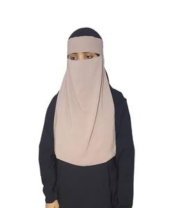 Hijab de gasa Niqab de estilo modesto de una sola capa hecho a mano de poliéster transpirable hasta el tobillo vestido islámico a granel entrega rápida Khimar - Product Image 3