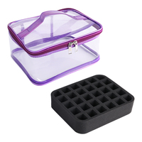 Boîte de capacité transparente PVC vernis à ongles sac de rangement sac de voyage Portable vernis à ongles boîte de rangement stockage 30 bouteilles boîte de vernis à ongles