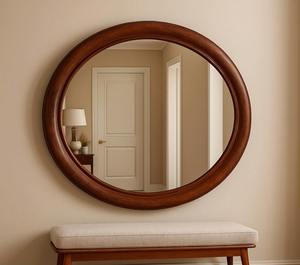 Modern Aesthetic Handmade Art Deco Glass Round <b>Mirror</b> Asymmetrical Antique <b>Wall</b> <b>Mirror</b> for Entryway <b>Living</b> <b>Room</b> - Product Image 2