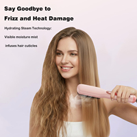 Brosse lissante à vapeur professionnelle 3 en 1, la vapeur réduit les dommages, nourrit les cheveux et accélère le lissage, peigne chauffant