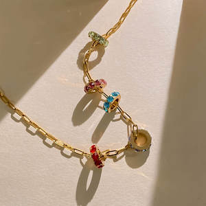 Colgantes y dijes de moda de acero inoxidable 316L chapados en oro PVD de 14K y 18K personalizados DIY para la fabricación de joyas con dijes de diamantes de imitación para pulseras - Product Image 4