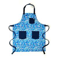 Tablier de cuisine polyvalent Blue Waves en cuir, coton, denim et toile pour chef, barbecue, salon, café, barista, cadeau de Noël
