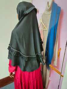 Écharpe hijab en coton de haute qualité, maille polyester, dentelle florale, satin, pour femmes musulmanes, couleur unie - Product Image 4