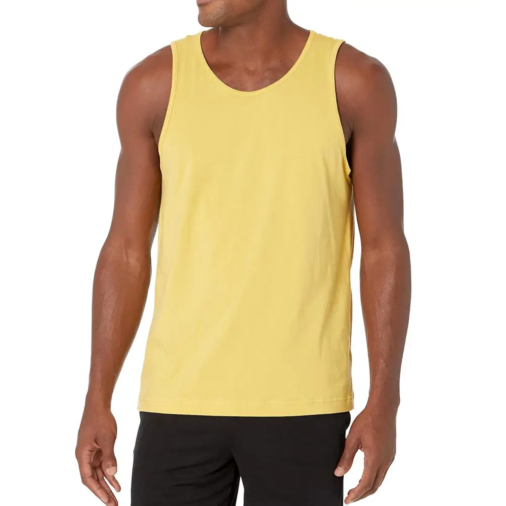 yellow color men fitness tank top 2024 New Gym Clothing Sport Workout Training Cotton High Quality Fitness Men Tank top