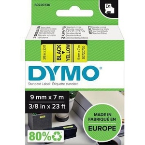 Ruban adhésif de bureau jaune et noir 9 mm x 7 m, cassette de ruban d'étiquetage DYMO D1 - Product Image 1