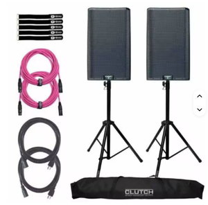 Professional PA <b>Speaker</b> <b>System</b> 21 Inch Dual Cabinet Amplified Loudspeaker Set with Stands Cables Carry Bag for Events - Product Image 1