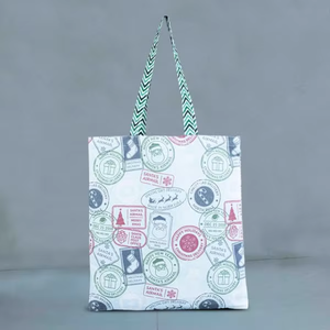 Bolsas de lona impresas estéticas Bolsas de compras ecológicas Bolsa de transporte diario de playa para uso promocional Disponible personalizada - Product Image 1