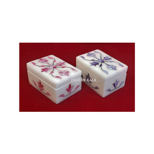 New Super Shining Natural Stone Made Utilizing Product Handmade Marble Pink and <b>Blue</b> Mother of Pearl Inlay Jewelry <b>Storage</b> <b>Box</b> - Product Image 1