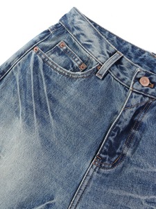 Fournisseur de jeans Jeans baggy pour hommes sur mesure Polyvalents Lavés à l'eau forte Poches latérales Structurés Bord brut Street Hip Hop Pantalons en denim - Product Image 3