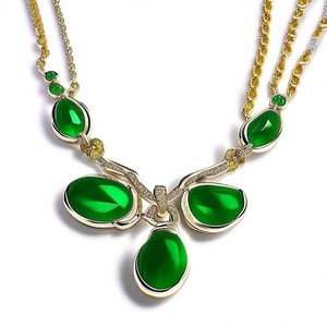 Fashion Dainty 18k Gold Plated Waterproof Jewelry Green <b>Peridot</b> Crystal <b>Necklace</b> for Ladies - Product Image 2