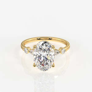 แหวนหมั้นเพชรโมอิสซาไนต์ทอง 14K รูปทรงวงรี สง่างามและหรูหรา - Product Image 2