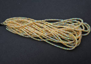 Opale de feu éthiopienne de qualité AA 3-4mm Rondell lisse à facettes 25 CT perles 16 pouces de long pierres précieuses traitées thermiquement pierres précieuses en vrac - Product Image 6