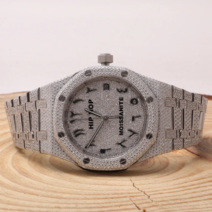 Montre numérique unisexe avec fermoir pliant, cadran en verre en acier inoxydable, moissanite et diamant, clarté VVS, style professionnel - Product Image 4