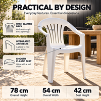 Fauteuil moderne en plastique blanc, portable et empilable, pour patio, jardin, plage et parc - Chaise de salle à manger - Meubles d'extérieur en gros