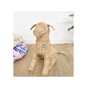 Estatua de Perro Sentado Tejida a Mano con Hierba Marina, Escultura, Figurita, Decoración del Hogar, Regalo Decorativo Hecho a Mano, Obra de Arte, Cachorro Adorable - Product Image 5