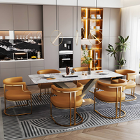 Chaise de salle à manger de luxe moderne et écologique en similicuir en forme de U, tabouret de bar en métal avec dossier et accoudoirs pour salle à manger et mobilier de maison