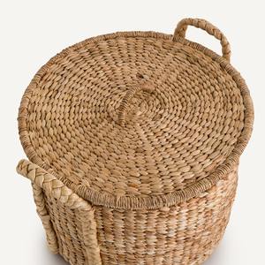 <b>Large</b> round water hyacinth <b>basket</b> with a sturdy handle Handmade <b>Storage</b> <b>Basket</b> Wholesale eco-friendly Made in Vietnam - Product Image 3
