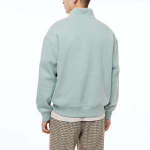 Men's Custom Printed Applique Half Zip Winter Warm Fleece Sweatshirt 100% Cotton Solid Color Casual Pullover - Product Image 2