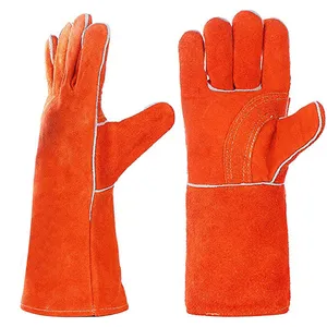 2024 New Arrival Industrial Safety Welding Gloves Long Cowhide Split Leather with Anti-Slip Water Proof Anti-Heat Features