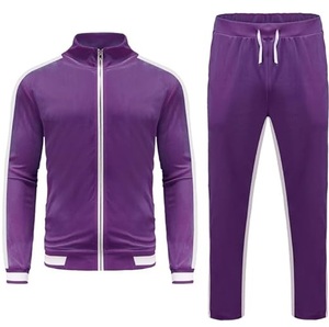 Ensemble de survêtement en velours violet à capuche et fermeture éclair à deux pièces pour hommes - Product Image 6