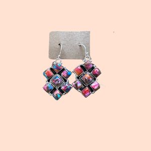 Navajo Pink Dream Mohave & Sterling Pendientes colgantes Joyería Bohemia Top Piedra rara Regalo de aniversario - Product Image 1