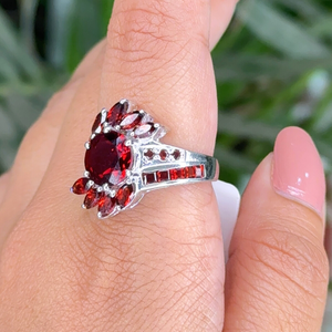 งานแฮนด์เมดละเอียดอ่อน925เงินแท้เครื่องประดับเพชรชั้นดีพลอยโกเมนแท้สำหรับการโกเมนสินค้าขายดีราคาโรงงาน - Product Image 4