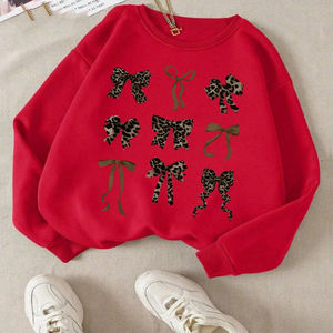 Gran oferta de alta calidad, nuevo diseño, transpirable, suelto, estampado de moda, cuello redondo, sudadera para mujer - Product Image 3