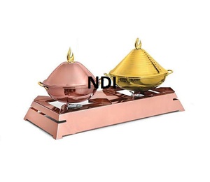 Calentador de alimentos Buffet que sirve plato de frotamiento Acabado brillante Venta caliente Plato de frotamiento de latón macizo de alta calidad estándar - Product Image 3