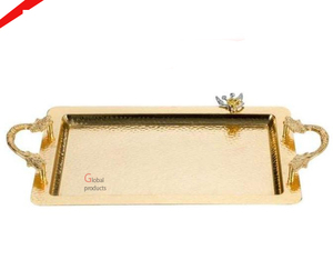 Bandeja de servicio de metal con acabado plateado de calidad estándar 2025 con mango de diseñador para restaurante de hotel - Product Image 2