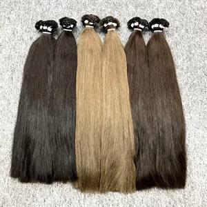 VQ Hair Qualité supérieure 100% Extensions humaines vietnamiennes vierges Kératine Pointe plate Cuticule alignée Machine Double trame Toutes les couleurs - Product Image 1