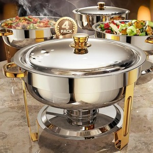 Nouveau chauffe-plat élégant en métal argenté Plat de service pour buffet de qualité supérieure Chauffe-plat décoratif pour la restauration Mariage Banquet Hôtel Utilisation - Product Image 3