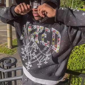 Sudadera con capucha de diamantes de imitación completa personalizada French Terry Heavy Weight Silk Screen Printed Logo Hoodies Zip up Acid Wash Hoodies Hombres - Product Image 3