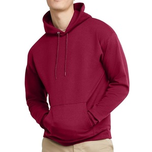 Sudadera con capucha lisa de color granate con logotipo personalizado para hombre con Capucha con cordón, jersey de lana gruesa, sudadera cálida de invierno de talla grande transpirable - Product Image 1