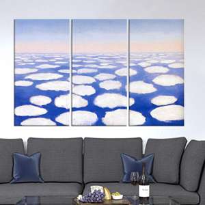 Lienzo con Nubes Flotantes Surreales, Impresión de Paisaje de Ensueño en Azul y Blanco, Juego de 3 Lienzos - Product Image 1