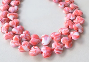 2026 Handmade Resin Heart Shape Multi Strand <b>Necklace</b> Pink White Marbled <b>Statement</b> Jewelry Valentine's Day Love Theme with Woman - Product Image 4